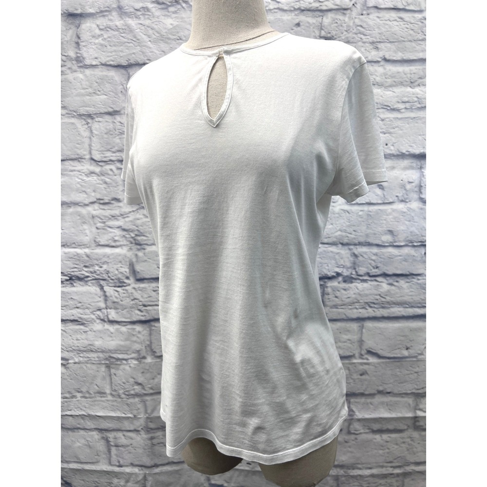 Theory Keyhole Tiny T Apex Tee Womens Size M White Excellent Pima Cotton Shirt‎